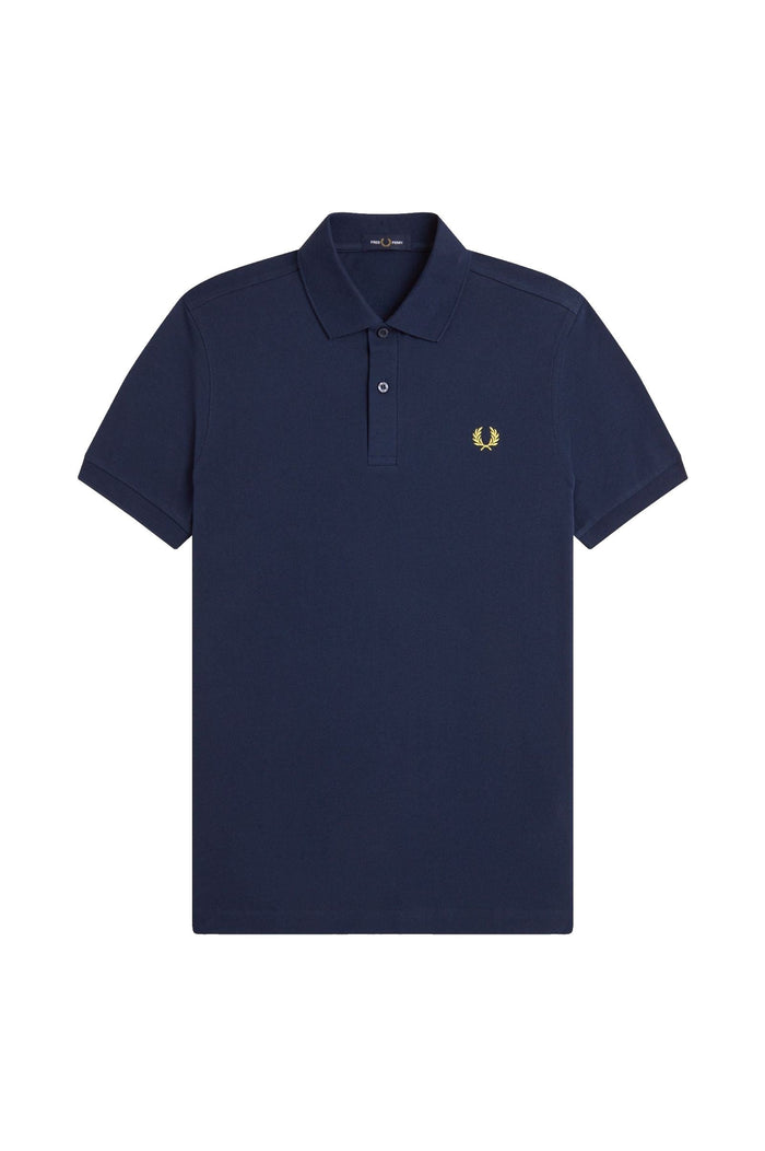 Fred Perry Slim Fit Plain Polo Tennis Blue / Lemon Barley