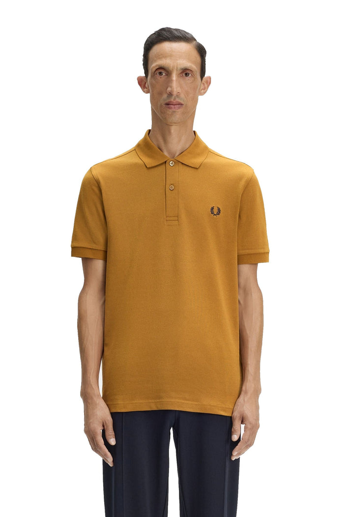 Fred Perry Slim Fit Plain Polo Dark Caramel / Navy