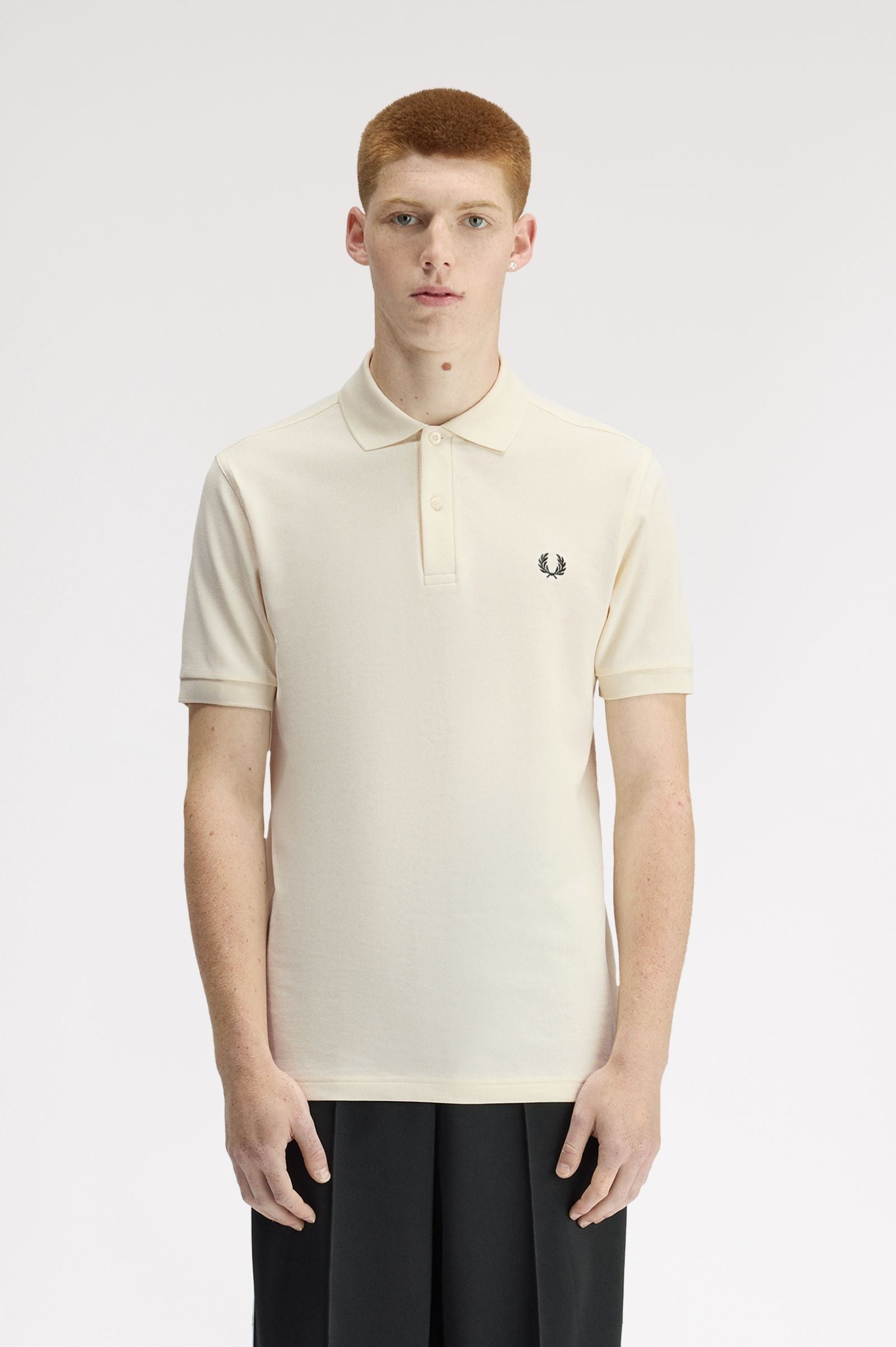 Fred Perry Slim Fit Plain Polo Ecru / Grassroots