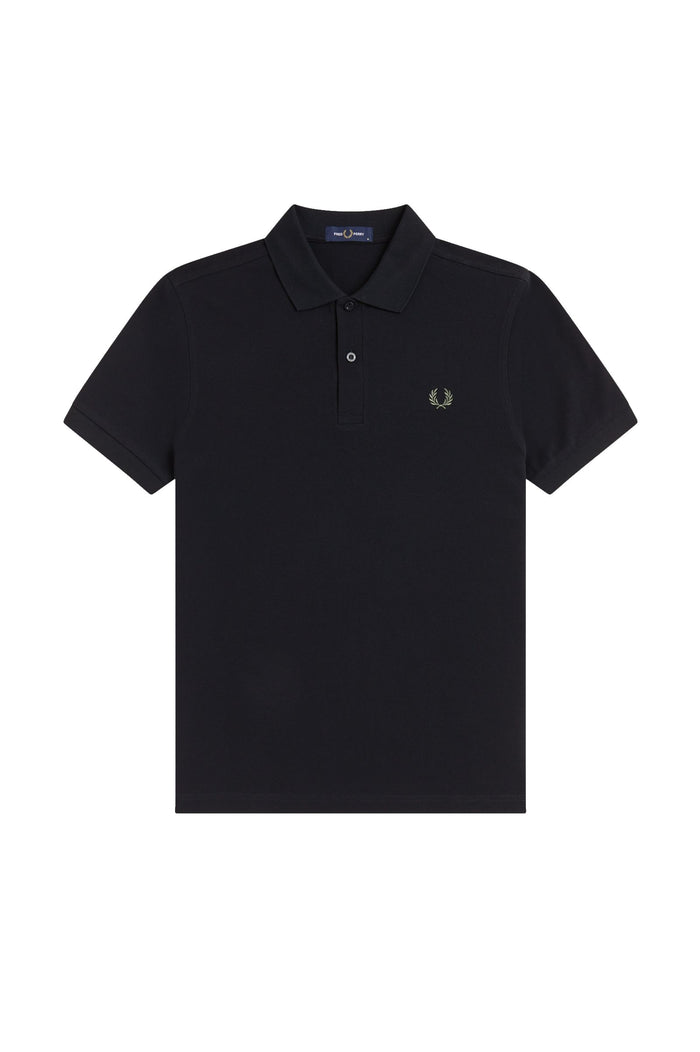 Fred Perry Slim Fit Plain Polo Black / Laurel Wreath Green