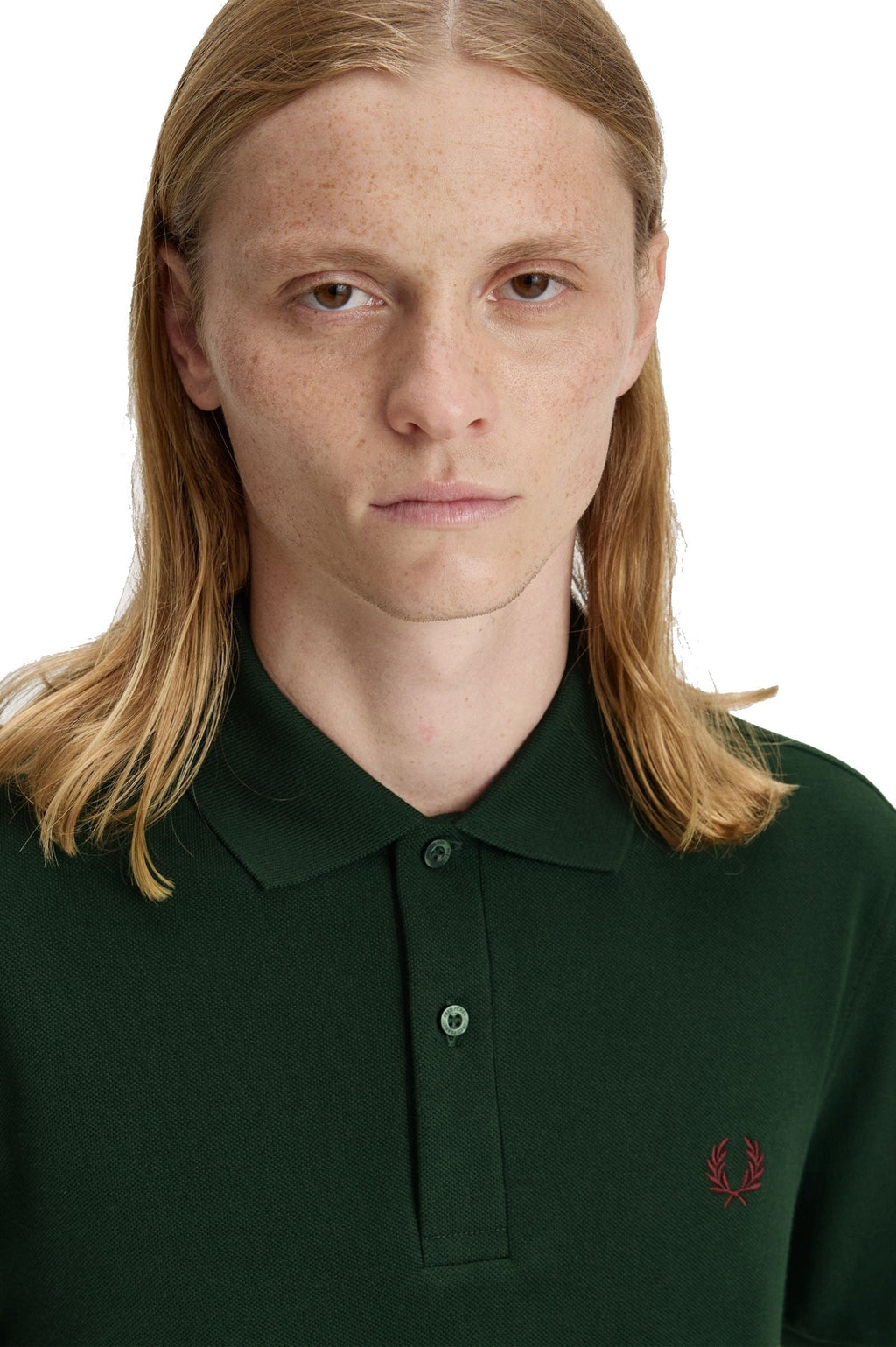 Fred Perry Slim Fit Plain Polo Grassroots / Oxblood