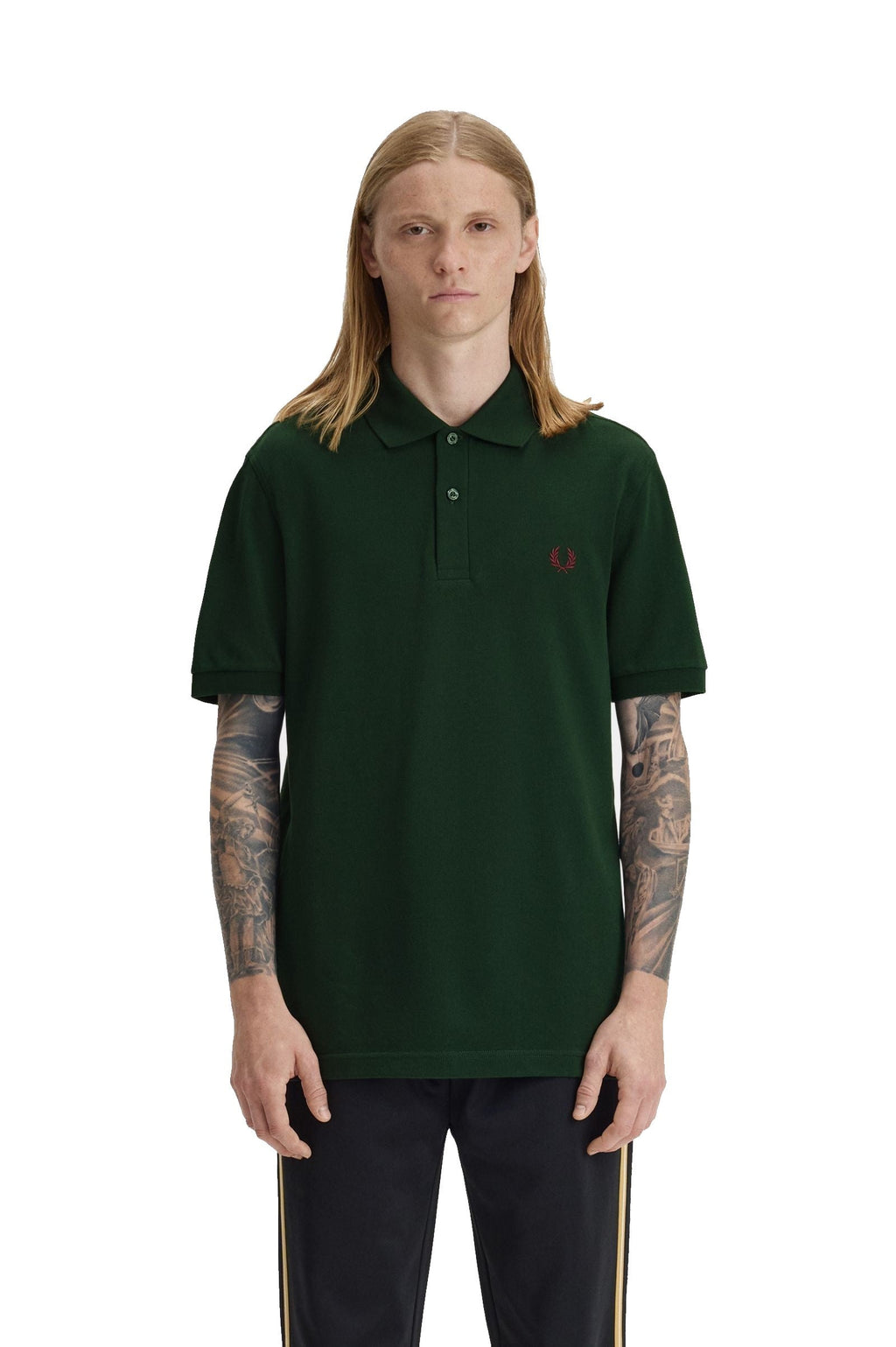 Fred Perry Slim Fit Plain Polo Grassroots / Oxblood