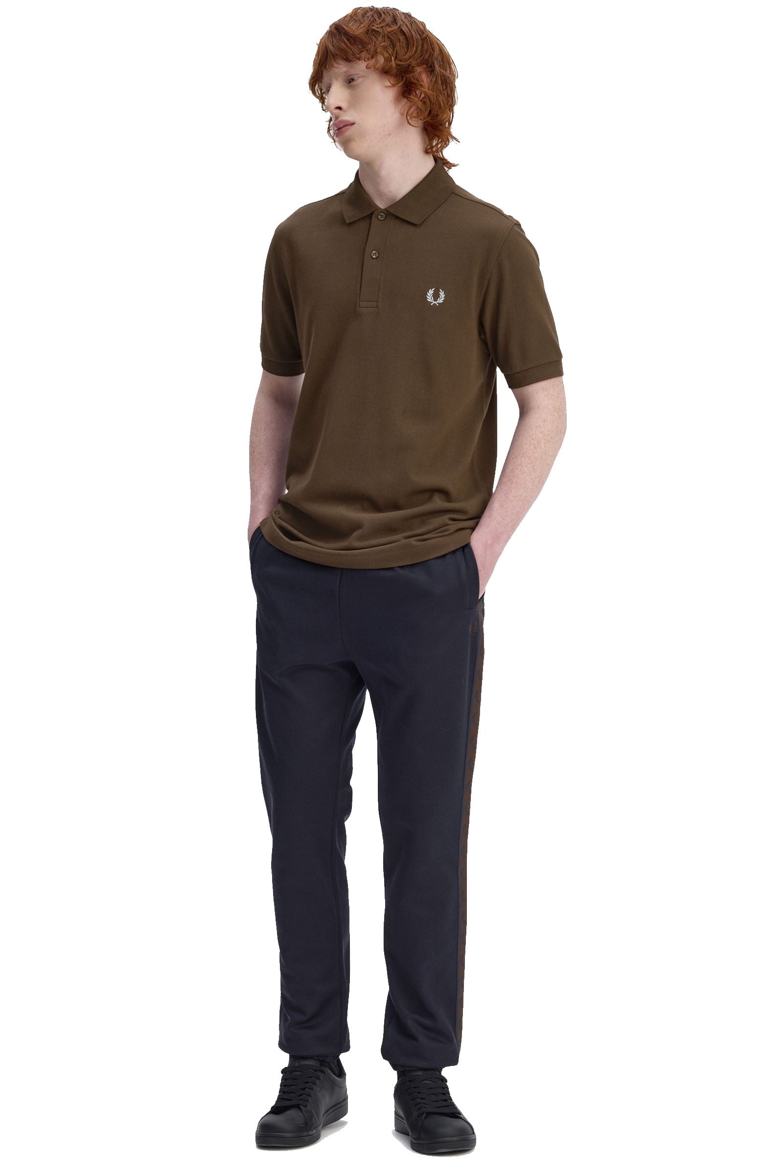Fred Perry Slim Fit Plain Polo Burnt Tobacco / Stockport Blue