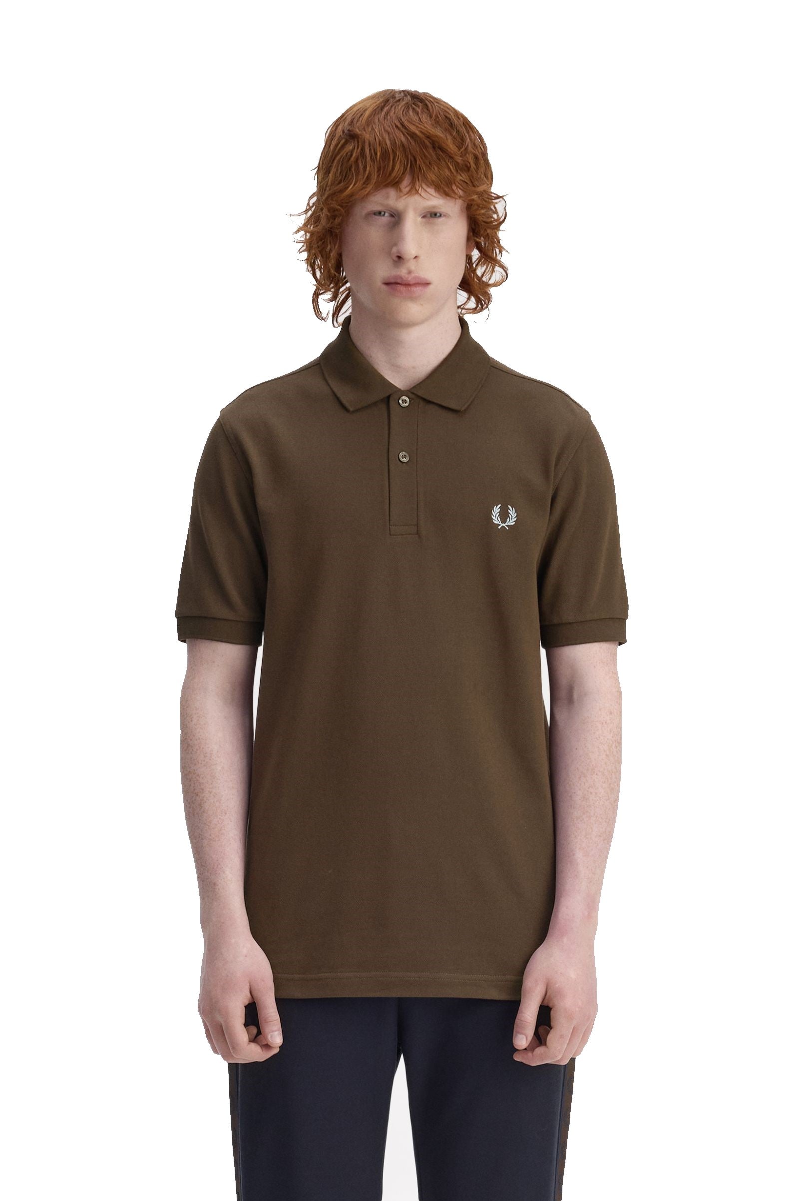Fred Perry Slim Fit Plain Polo Burnt Tobacco / Stockport Blue
