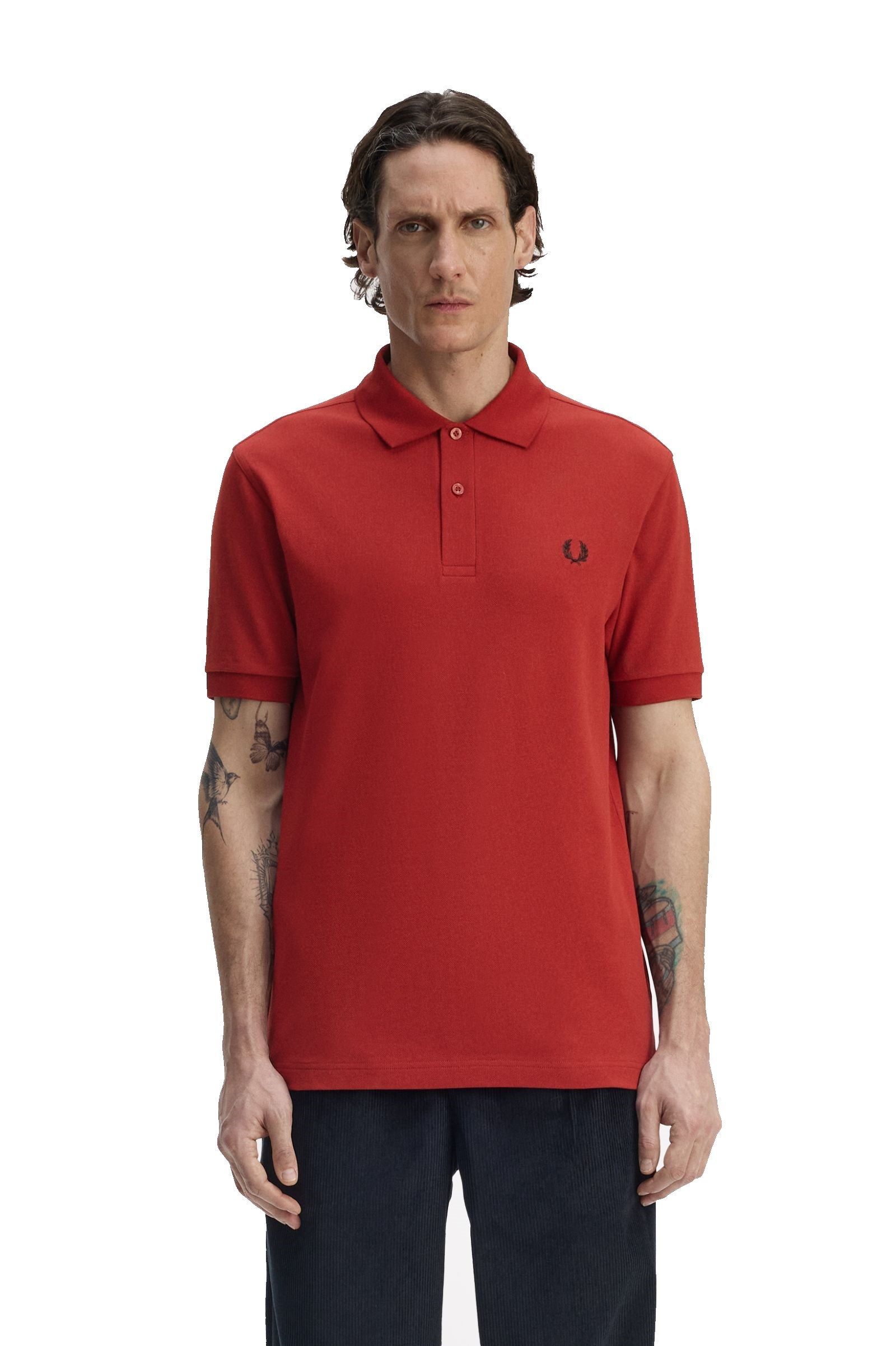 Fred Perry Slim Fit Plain Polo Burnt Red / Black