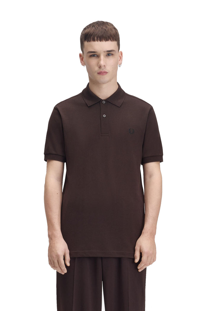 Fred Perry Slim Fit Plain Polo Rich Brown / Black