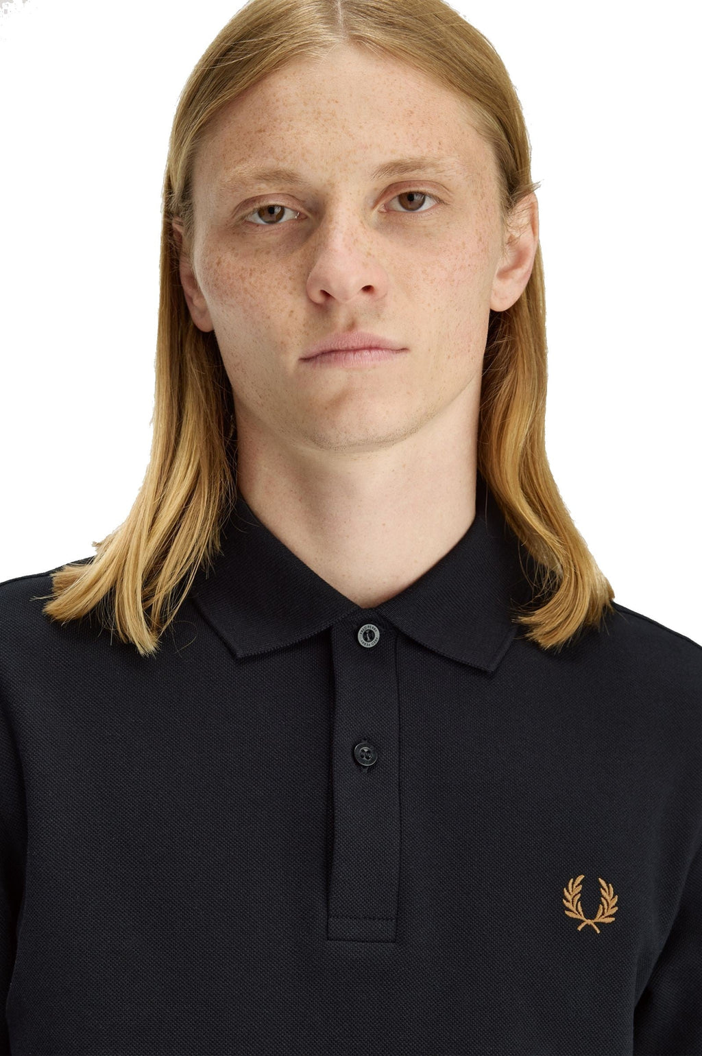 Fred Perry Slim Fit Plain Polo Black / Dark Caramel