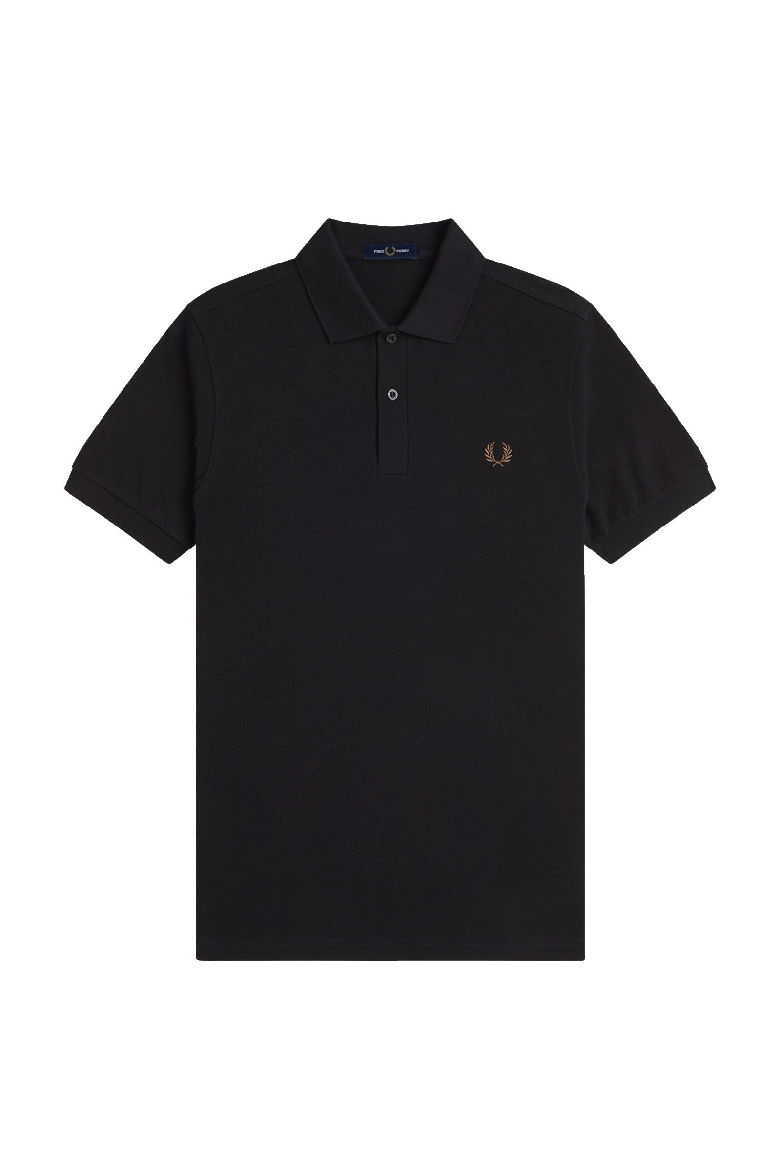Fred Perry Slim Fit Plain Polo Black / Shaded Stone