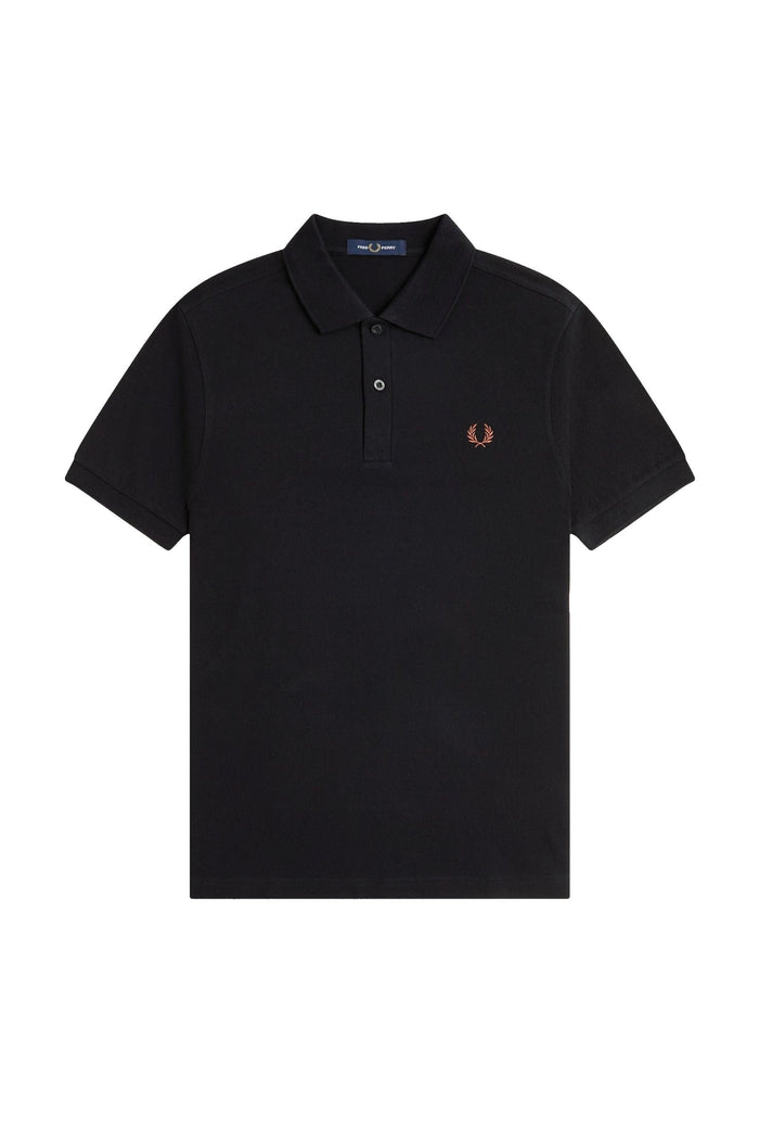 Fred Perry Slim Fit Plain Polo Black / Whisky Brown