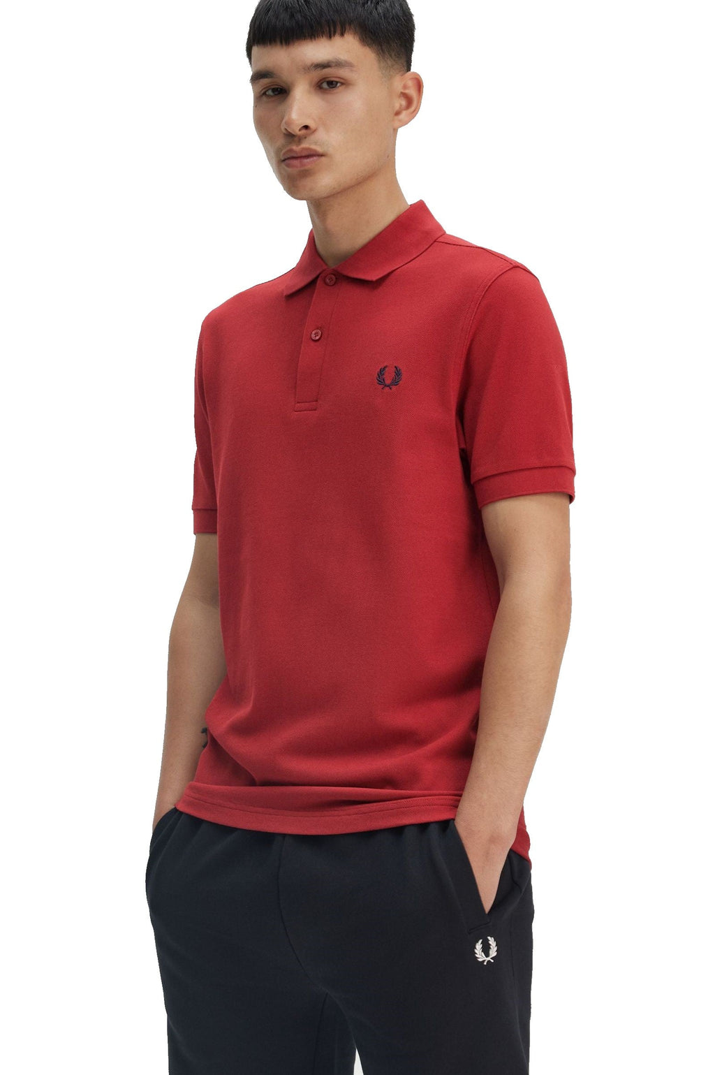 Fred Perry Slim Fit Plain Polo Burnt Red / Navy