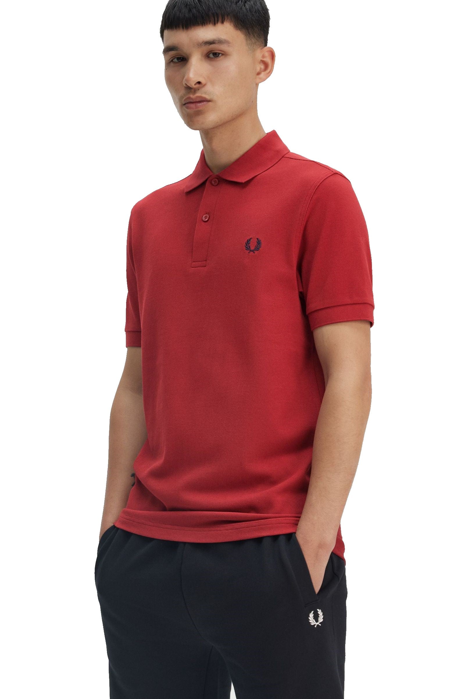 Fred Perry Slim Fit Plain Polo Burnt Red / Navy