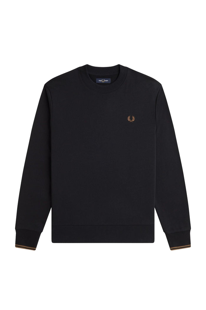 Fred Perry Crew Neck Sweatshirt Black / Shaded Stone