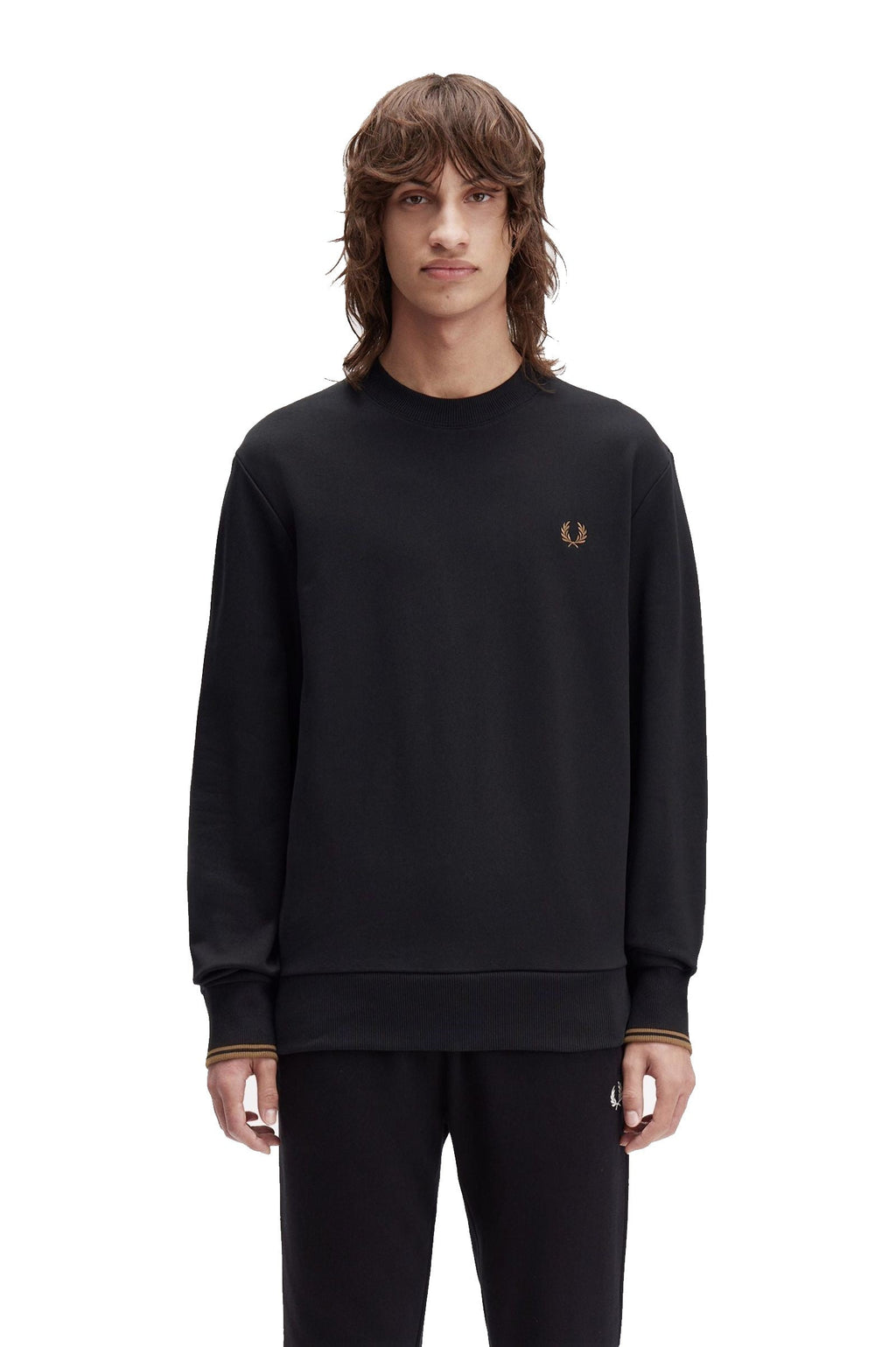 Fred Perry Crew Neck Sweatshirt Black / Shaded Stone