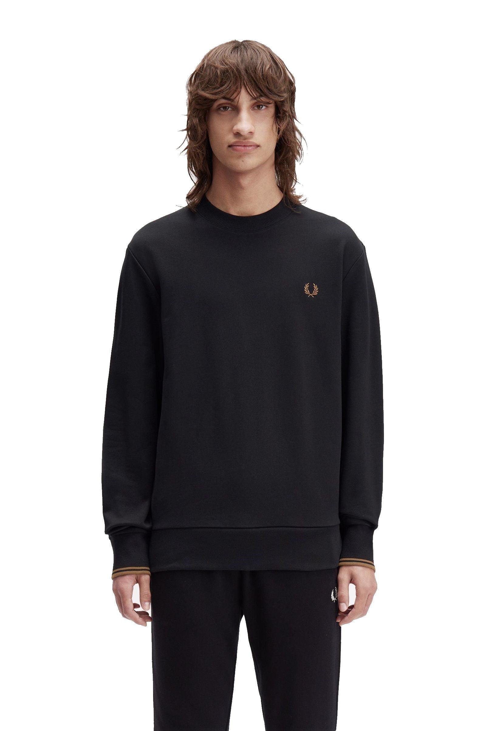 Fred Perry Crew Neck Sweatshirt Black / Shaded Stone