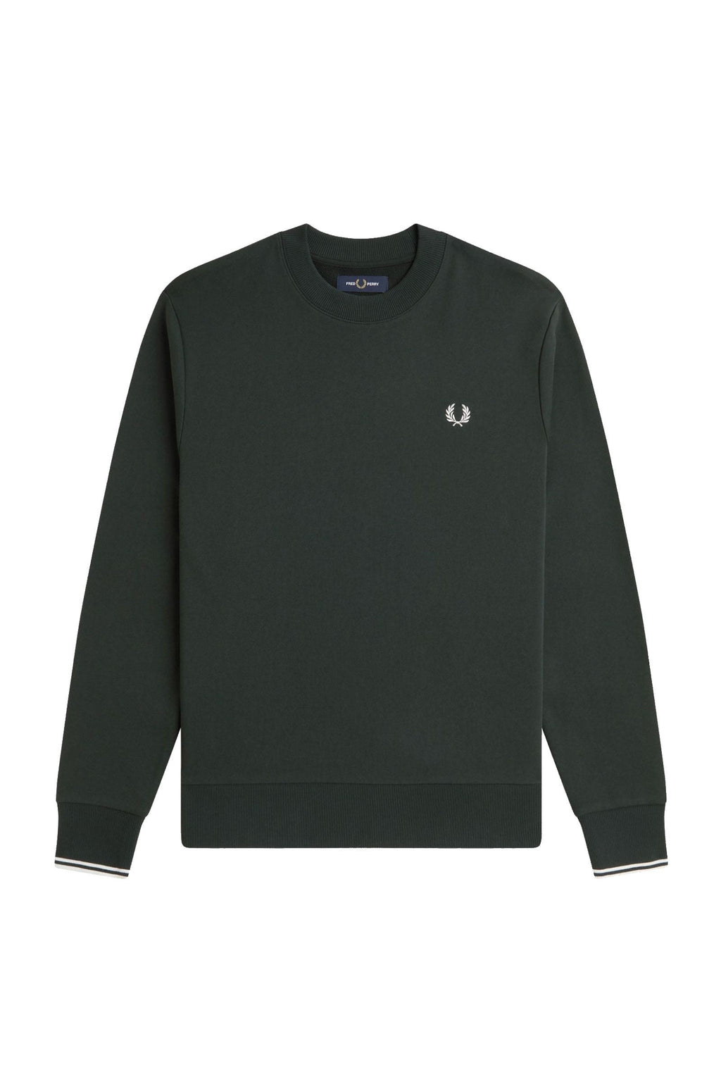 Fred Perry Crew Neck Sweatshirt Night Green / Snow White