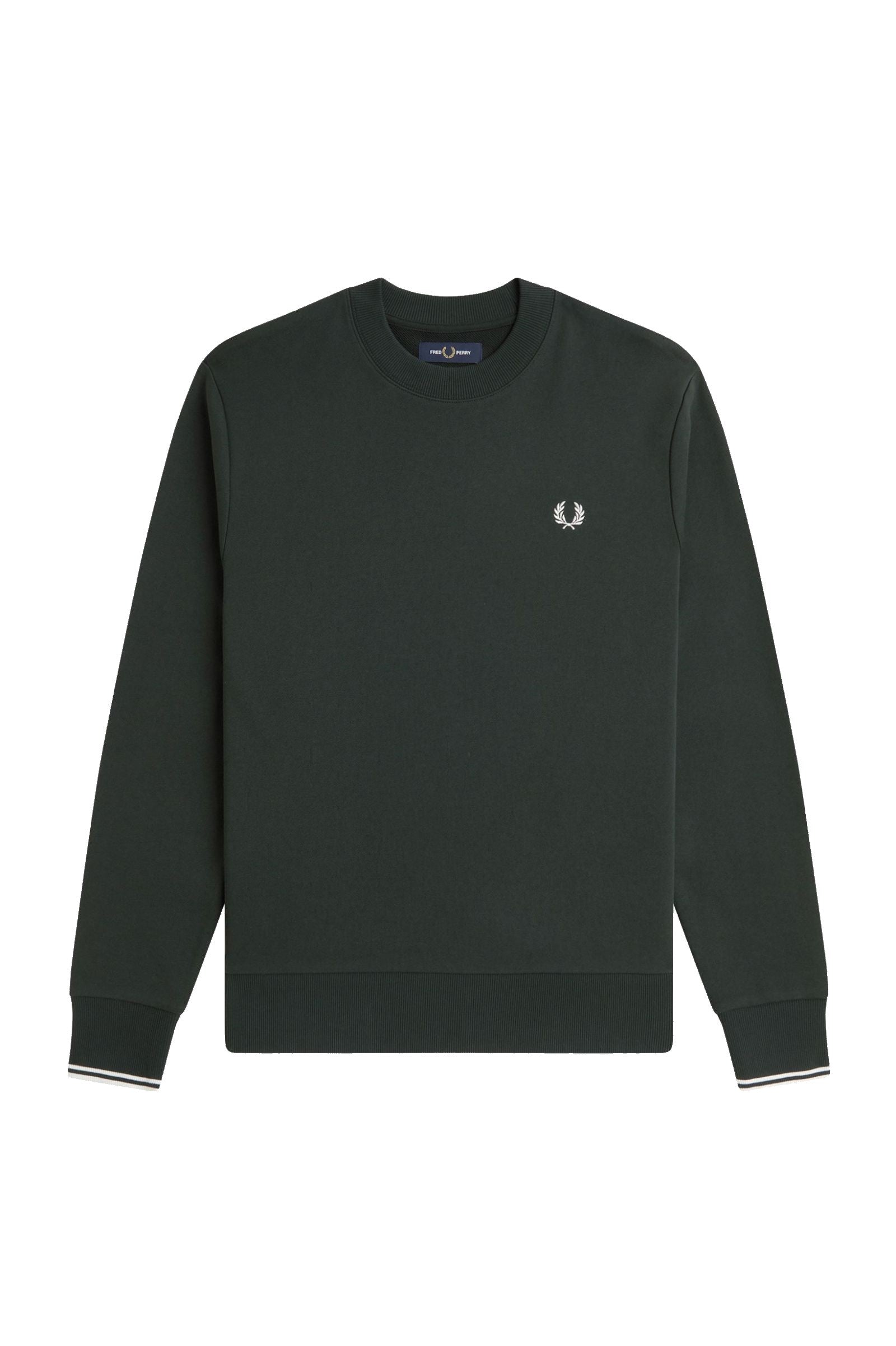 Fred Perry Crew Neck Sweatshirt Night Green / Snow White