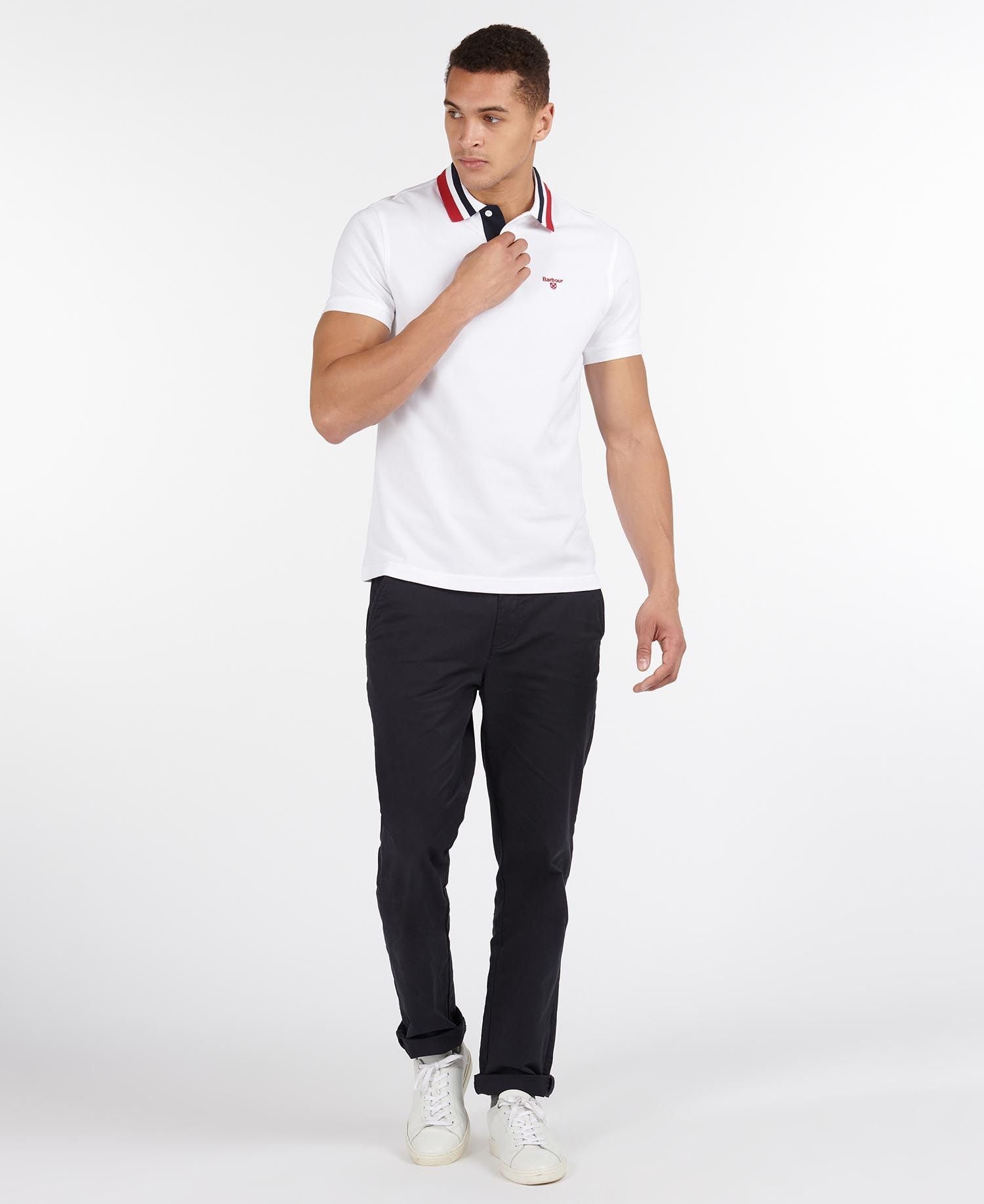 Barbour Hawkeswater Tipped Polo White Red Blue