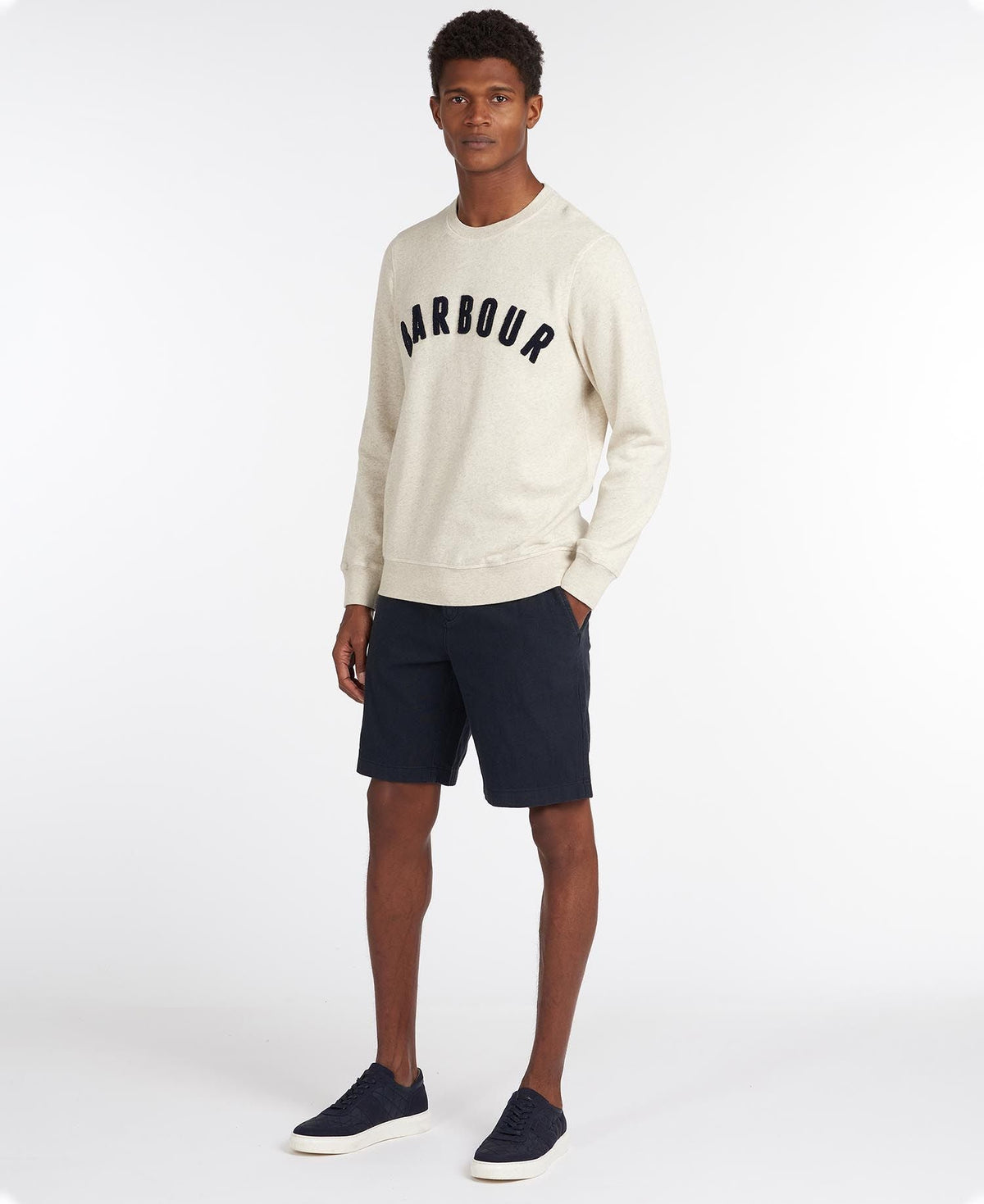 Barbour Prep Logo Crew Sweatshirt Ecru Marl