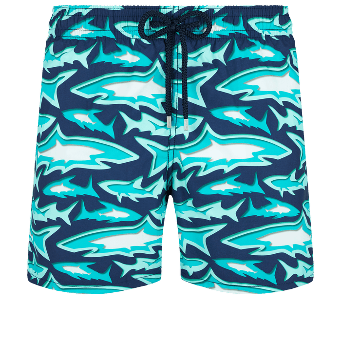 Vilebrequin Moorea Swim Shorts 3D Sharks Navy