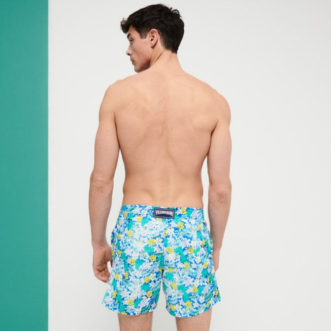 Vilebrequin Moorea Swim Short Tropical Turtles Vintage Bleu Lazuli