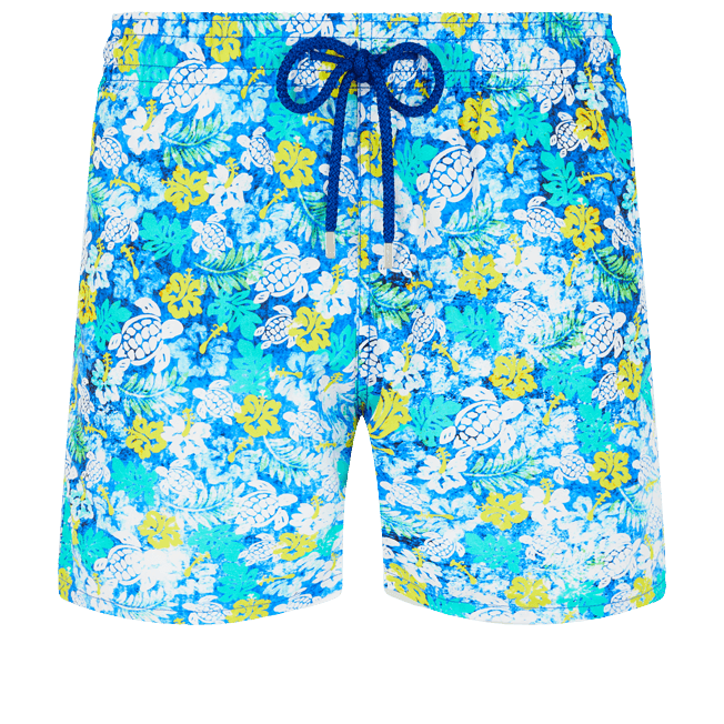 Vilebrequin Moorea Swim Shorts Tropical Turtles Vintage Lazuli Blue