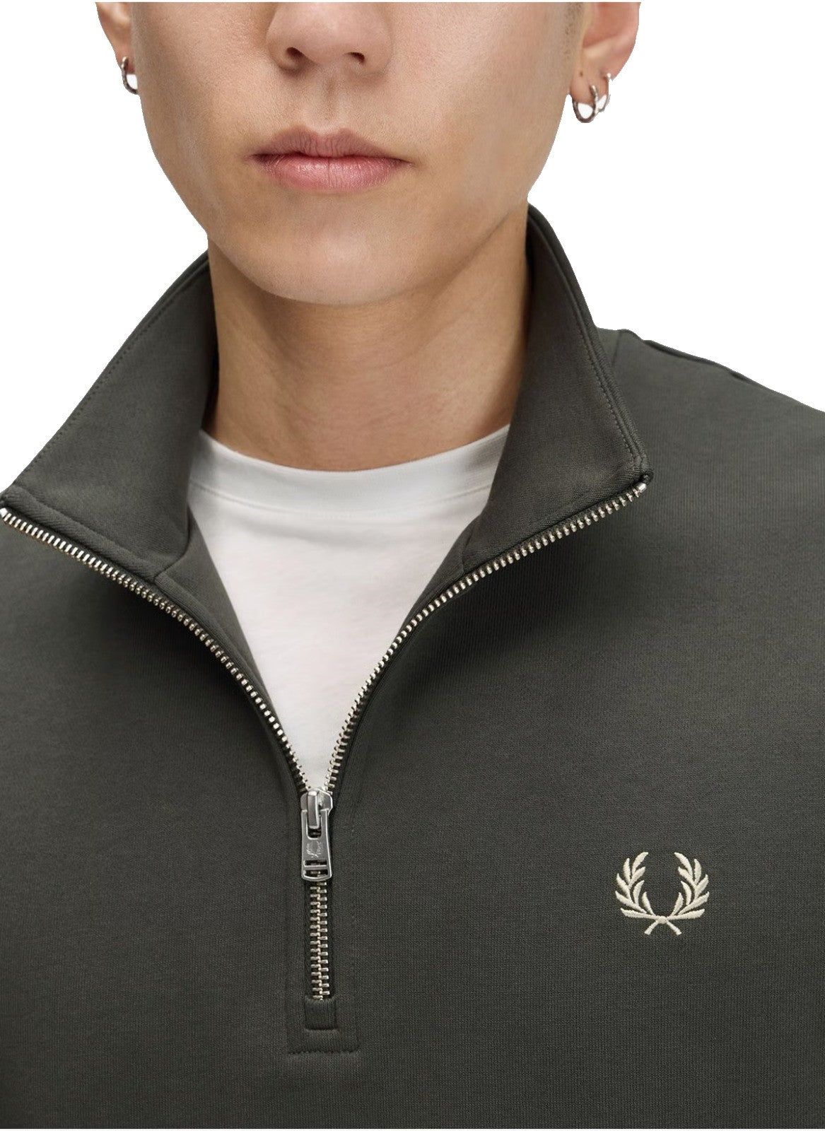 Fred Perry Sudadera Media Cremallera  Field Green / Oatmeal