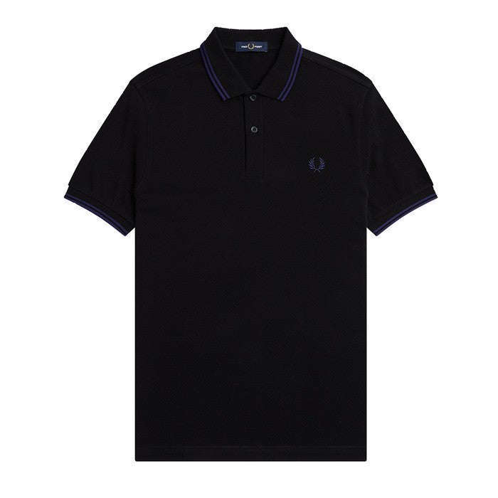 Fred Perry Slim Fit Twin Tipped Polo Black / French Navy / French Navy