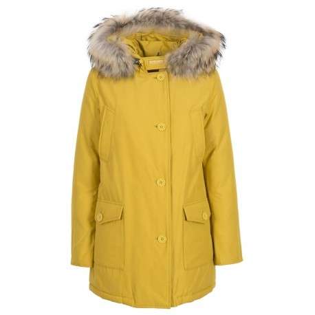 Woolrich Woman  Arctic Parka in Ramar with Detachable Fur Trim Yellow