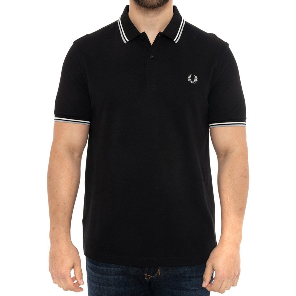 Fred Perry Slim Fit Twin Tipped Polo Black / Ecru / Limestone