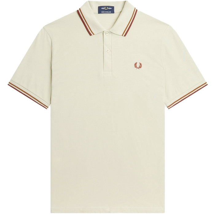 Fred Perry Reissues Original Twin Tipped Polo Oatmeal / Dark Caramel / Whiskey Brown
