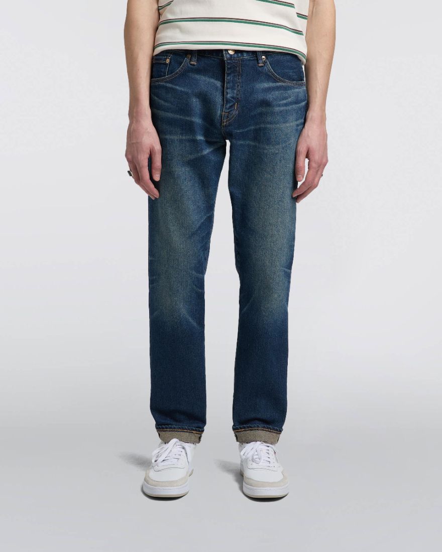 Edwin Regular Tapered Jeans L32 Blue Mid Dark Used