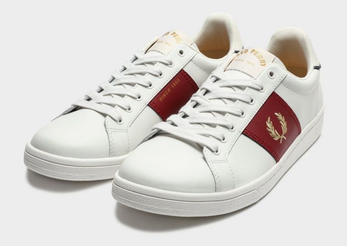 Fred Perry B721 Leather Side Panel Porcelain