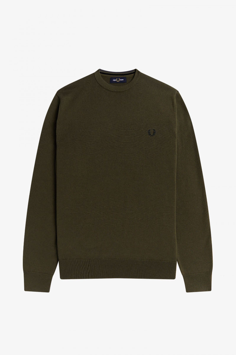 Fred Perry Classic Crew Neck Jumper Army Green