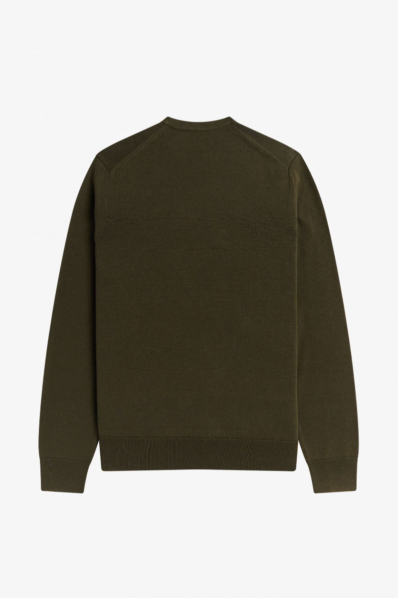 Fred Perry Classic Crew Neck Jumper Army Green