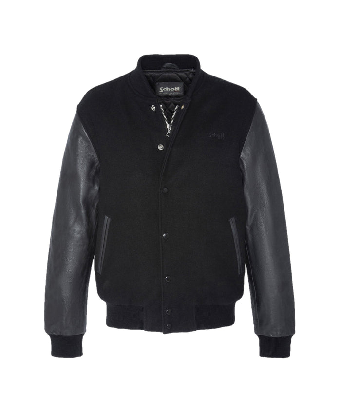 Schott NYC Varsity jacket Cowhide leather Black