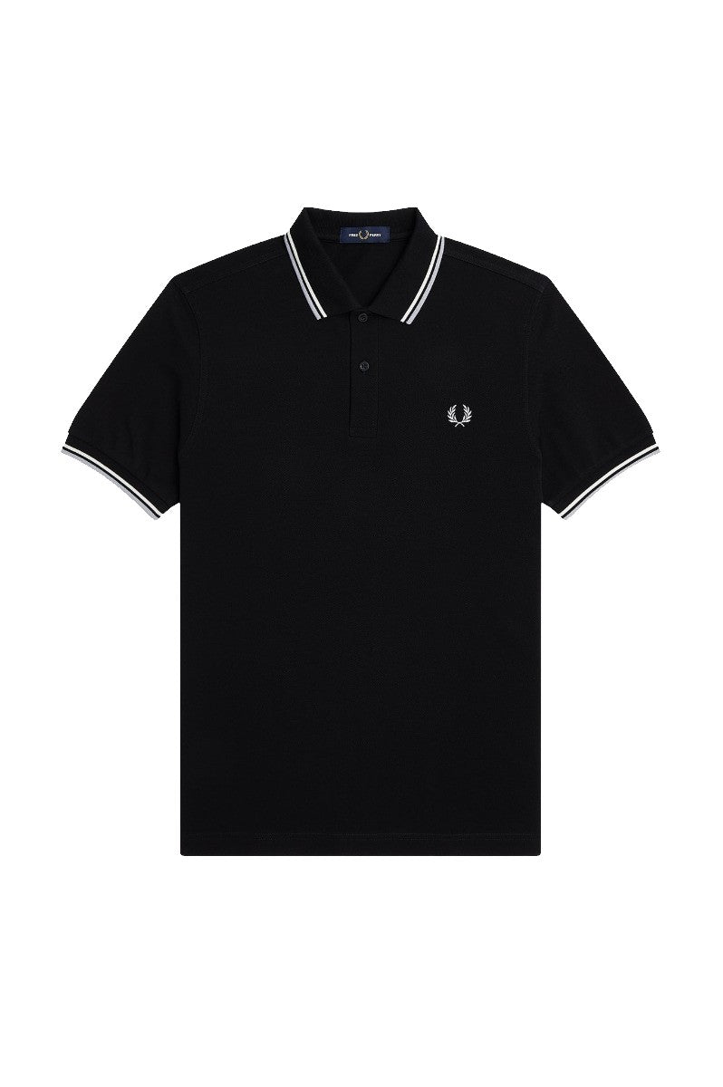 Fred Perry Slim Fit Twin Tipped Polo Black / Ecru / Limestone
