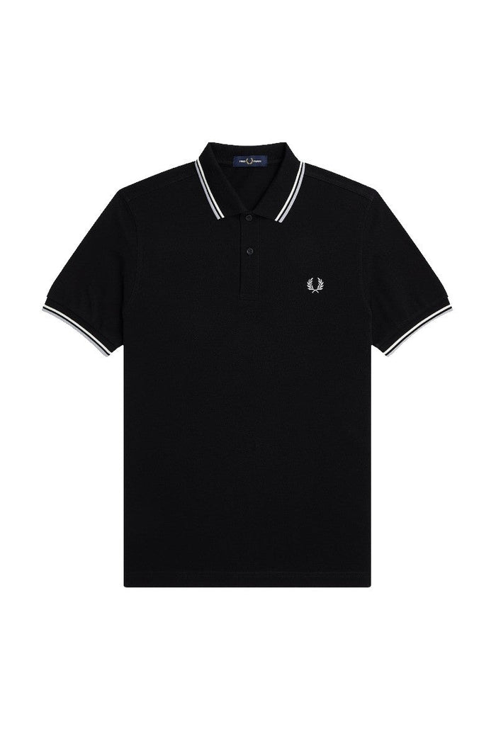 Fred Perry Slim Fit Twin Tipped Polo Black / Ecru / Limestone