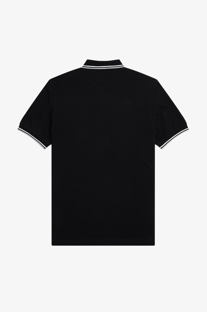 Fred Perry Slim Fit Twin Tipped Polo Black / Ecru / Limestone