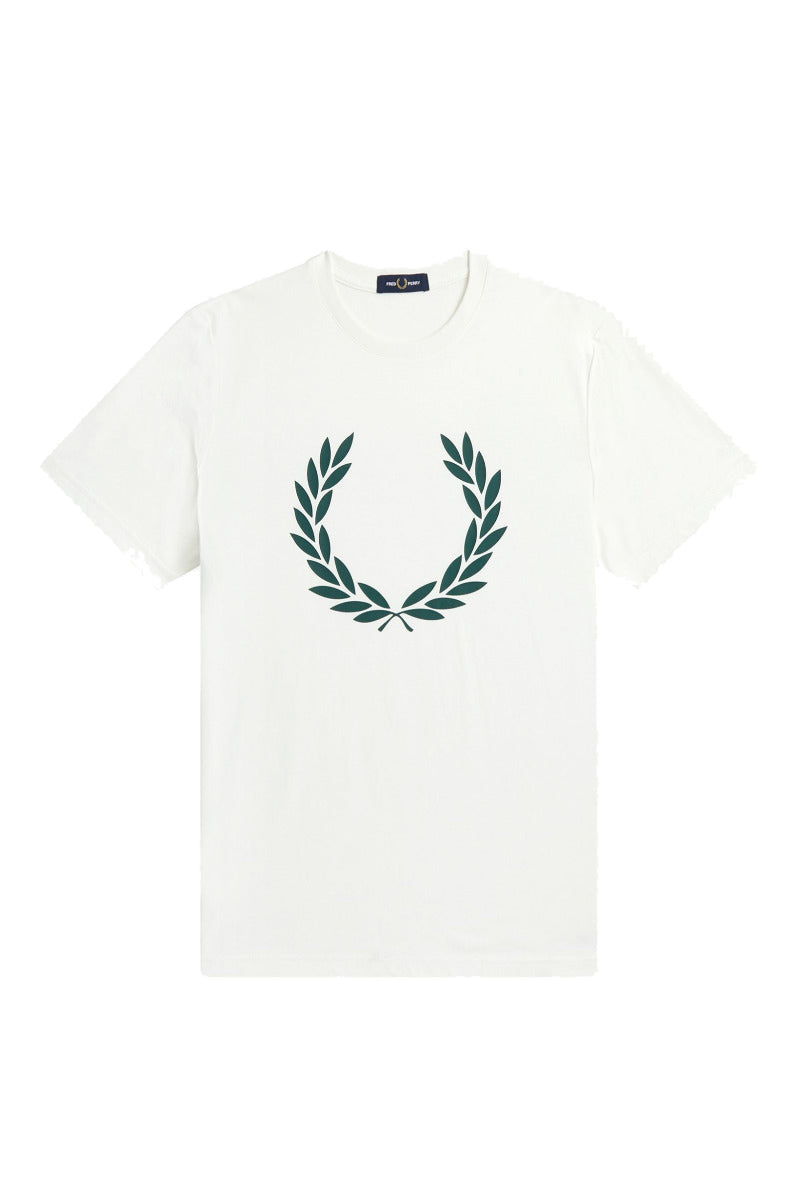 Fred Perry Laurel Wreath Print T-Shirt White Green
